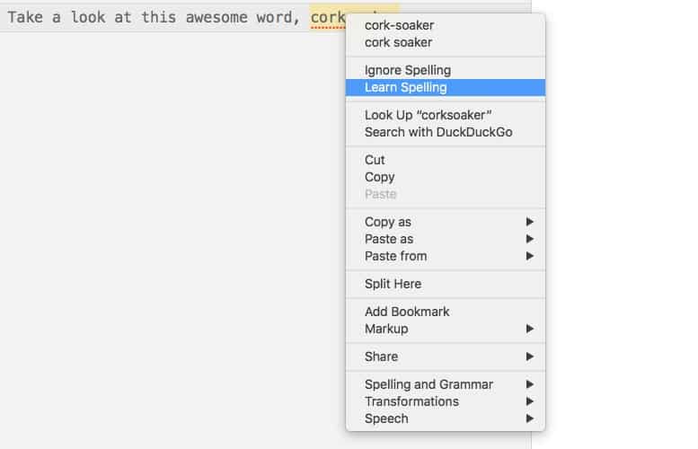 Add manual entry in mac dictionary